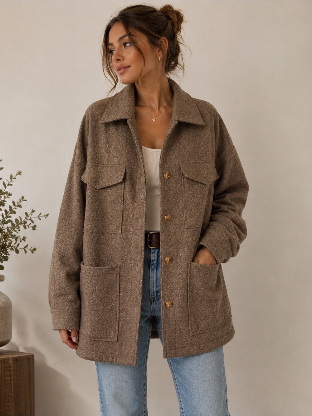 Banana Republic Brown Oversized Shacket Jacket shirt jacket woman’s size M